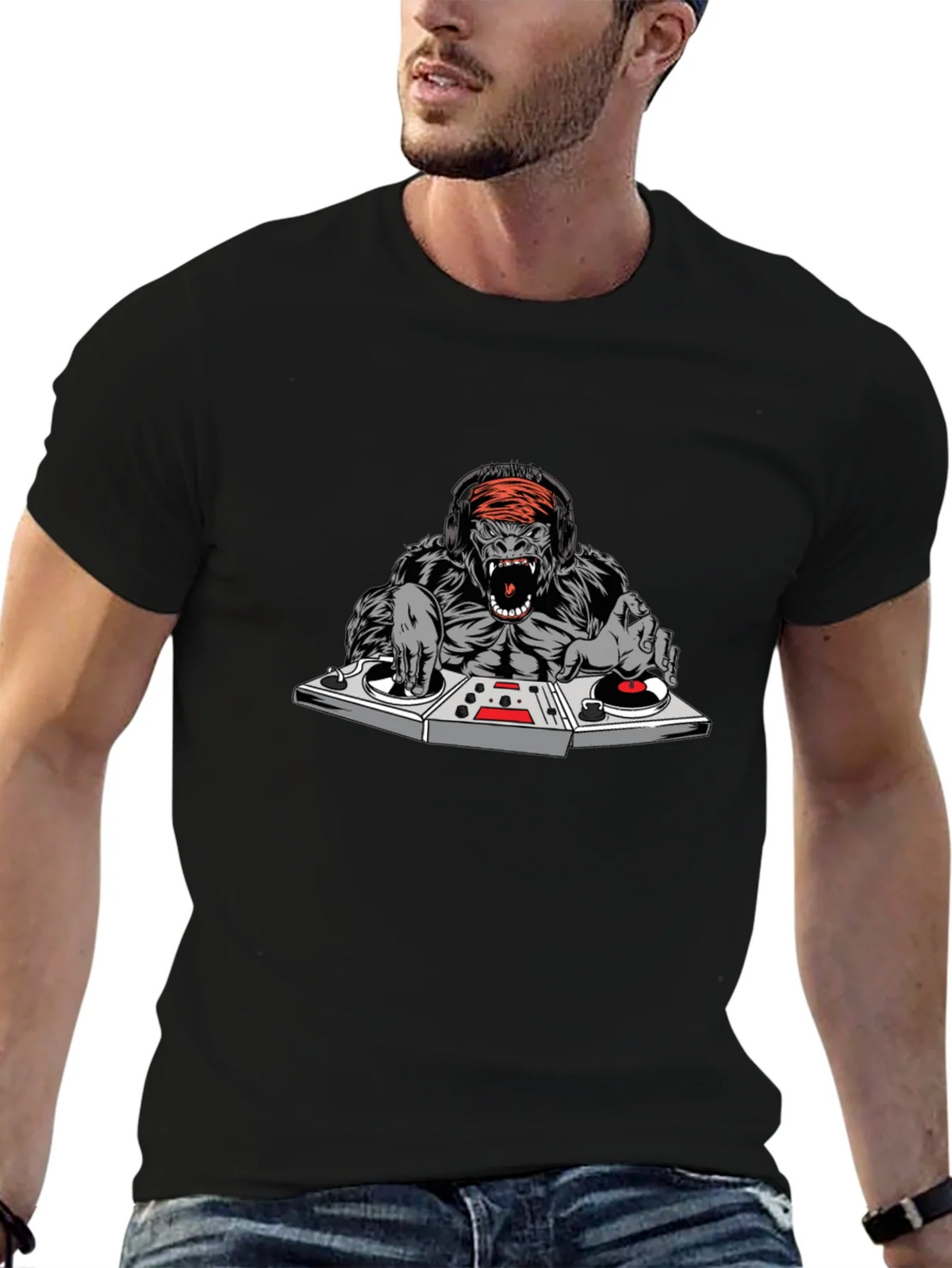 DJ Gorilla Graphic T-Shirt - Black product image 6