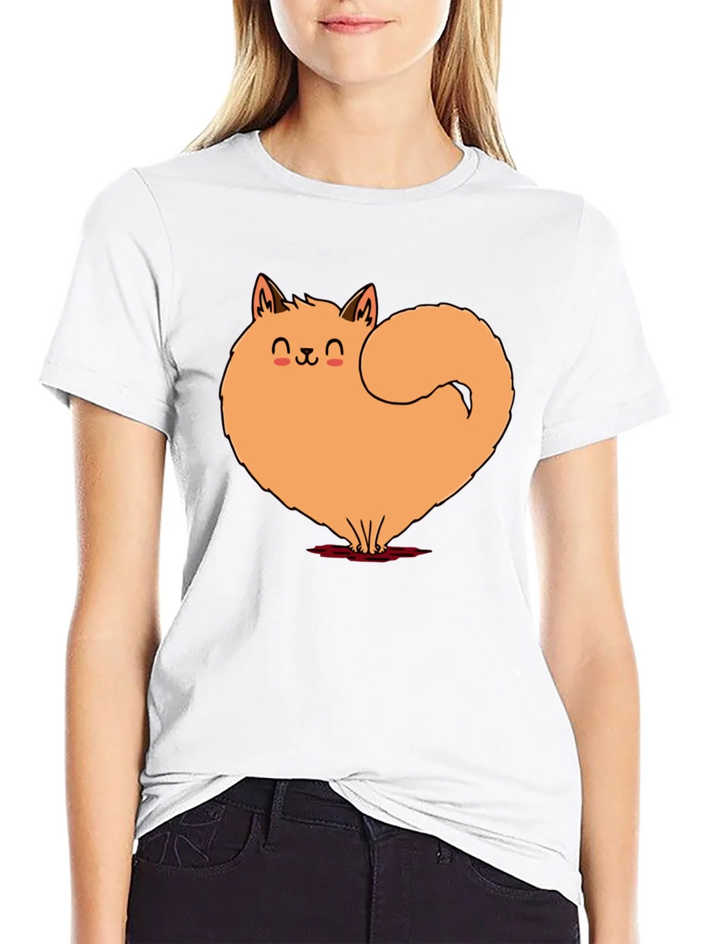 Cute Cat Heart Graphic Tee - Soft Black Cotton Shirt product image 8