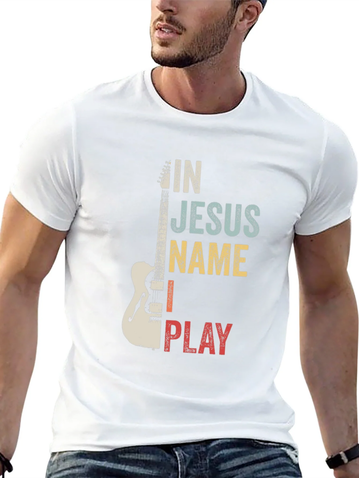 In Jesus Name I Play Guitar T-Shirt product image 11