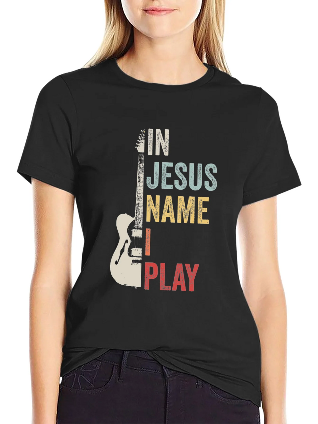 In Jesus Name I Play Guitar T-Shirt product image 2