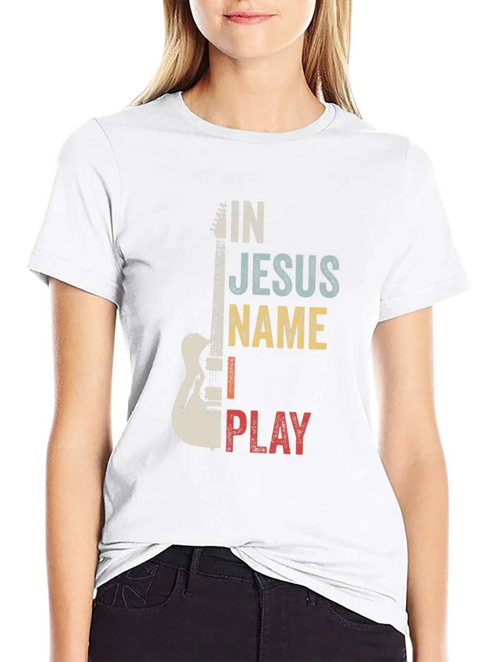 In Jesus Name I Play Guitar T-Shirt product image 8