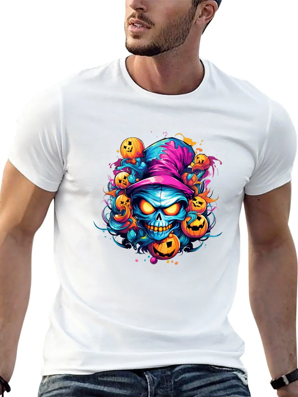 Halloween Skull & Pumpkin T-Shirt