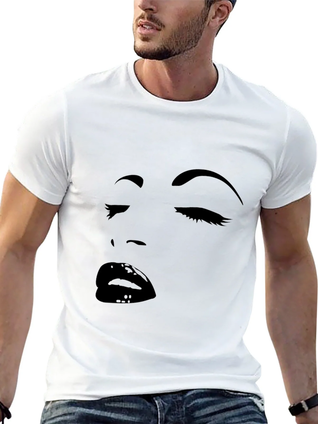 Black Graphic Tee with Face Design product image 12