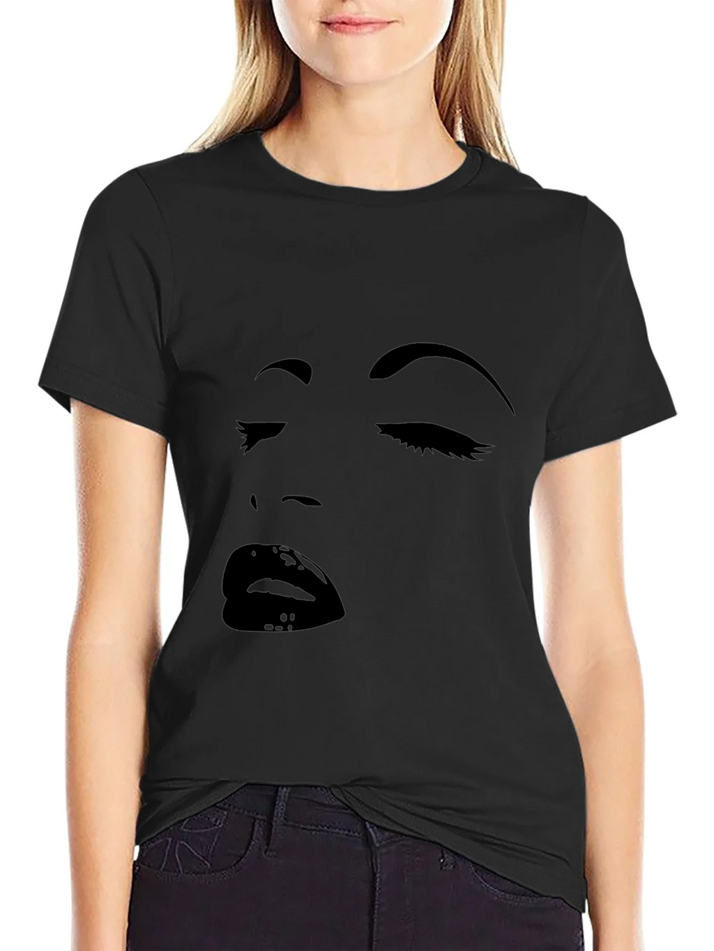 Black Graphic Tee with Face Design product image 2