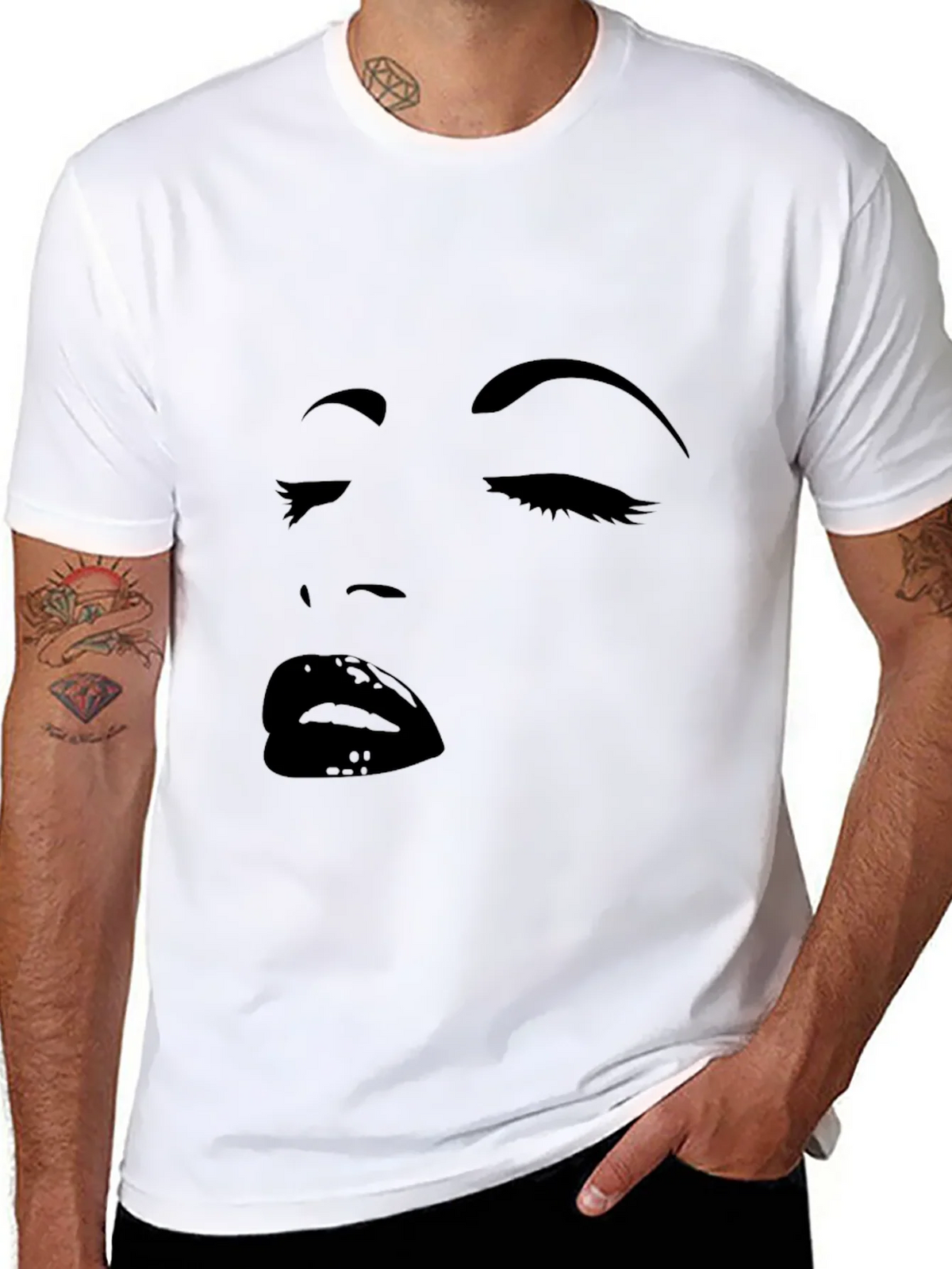 Black Graphic Tee with Face Design product image 7