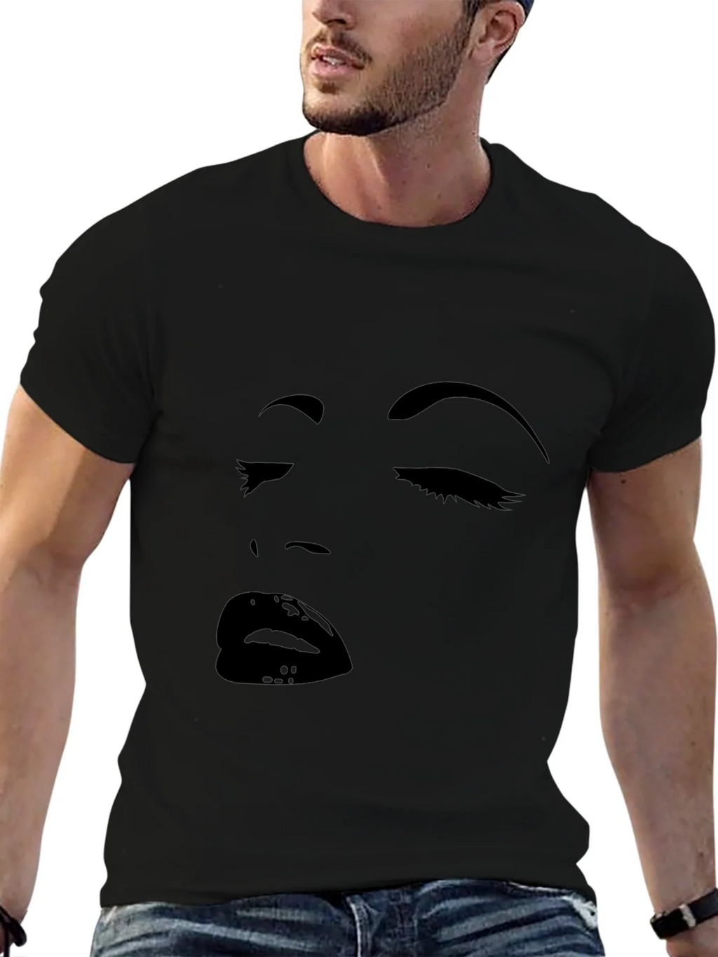 Black Graphic Tee with Face Design product image 6