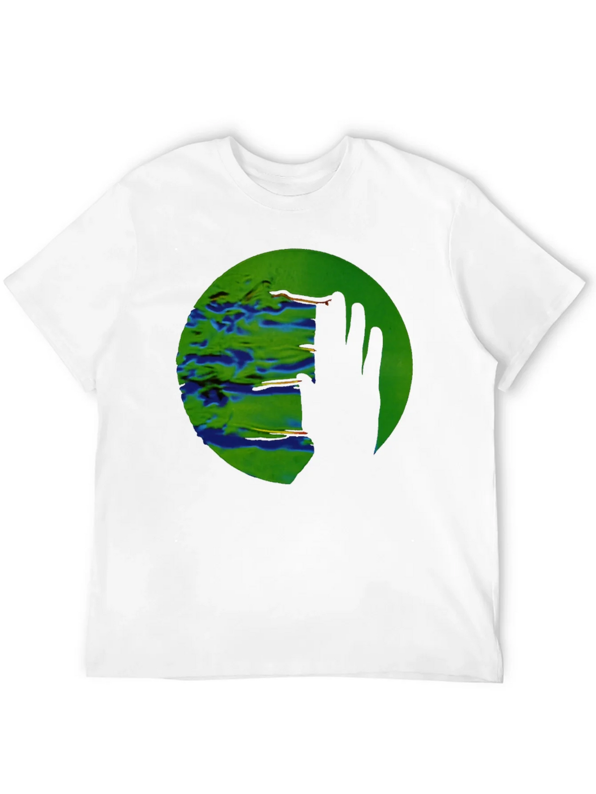 Abstract Green Circle Graphic Print Black T-Shirt product image 11