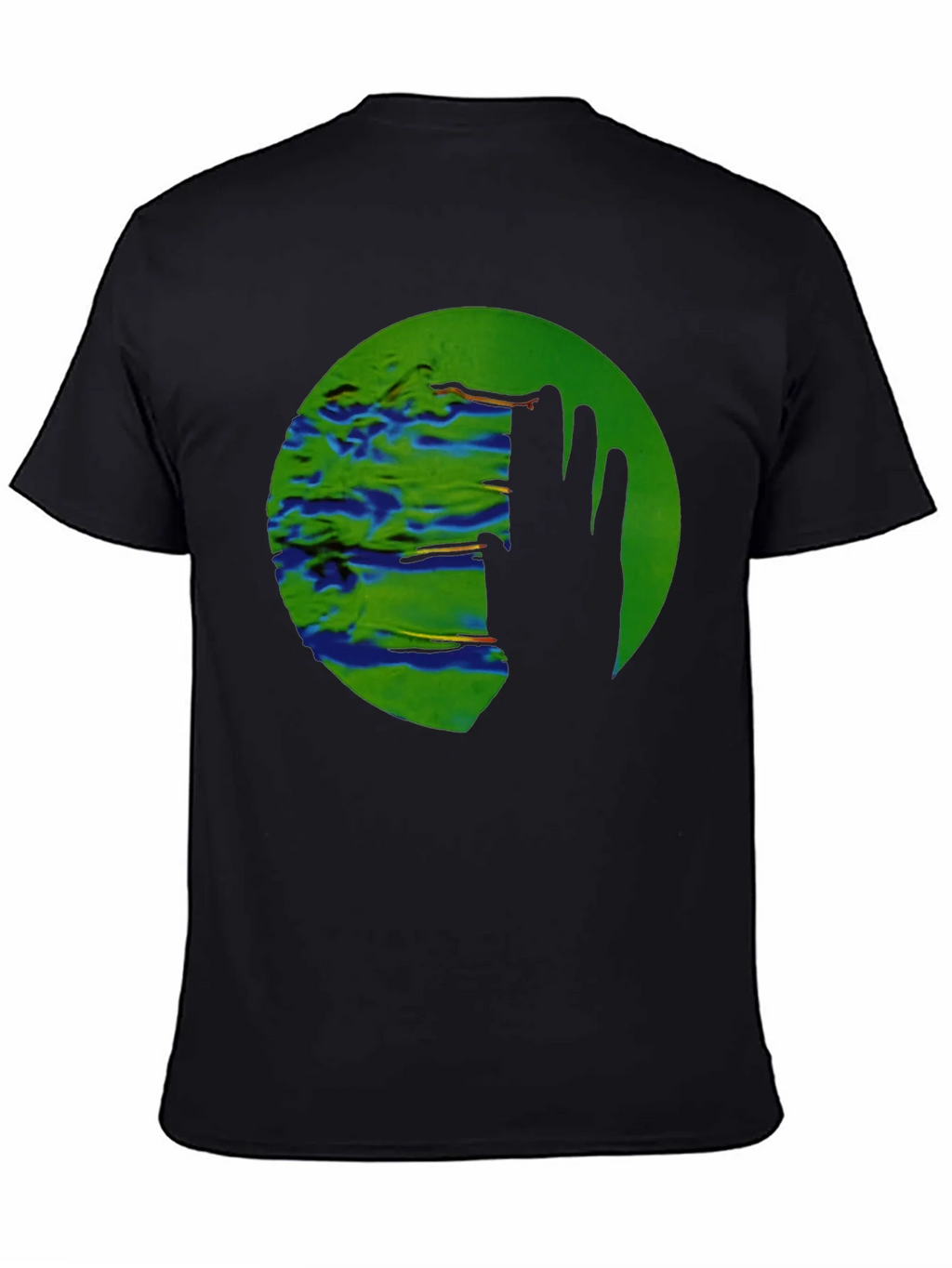 Abstract Green Circle Graphic Print Black T-Shirt product image 4