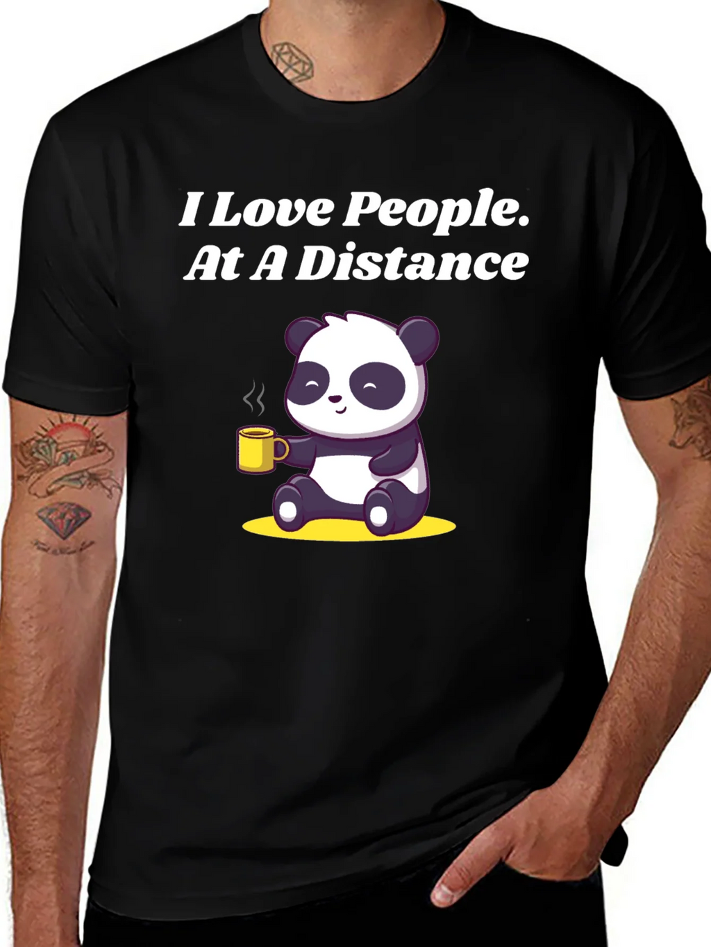 I Love People At A Distance Panda Graphic Tee product image 1