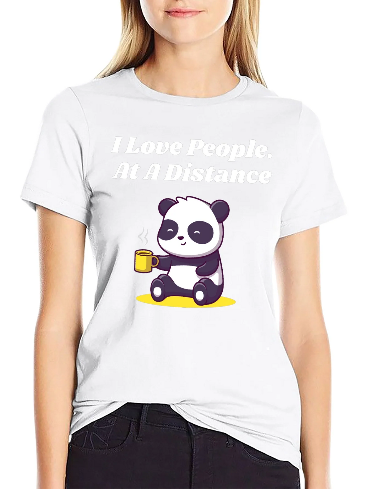 I Love People At A Distance Panda Graphic Tee product image 8