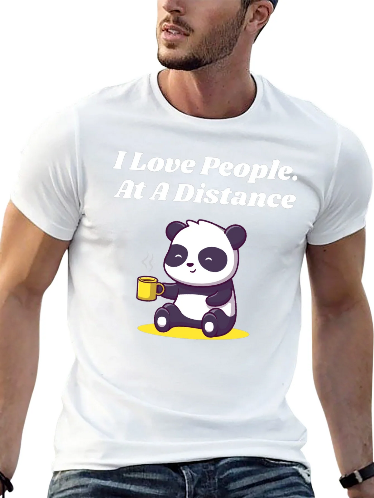 I Love People At A Distance Panda Graphic Tee product image 12