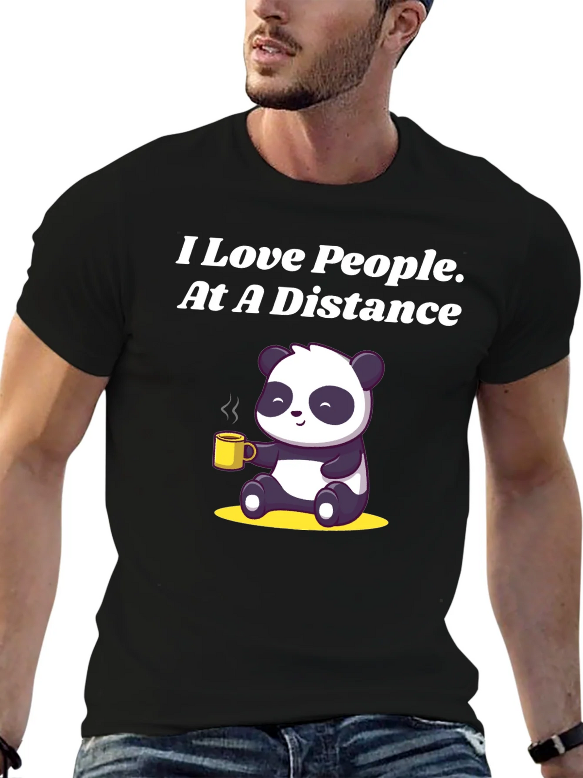 I Love People At A Distance Panda Graphic Tee product image 6