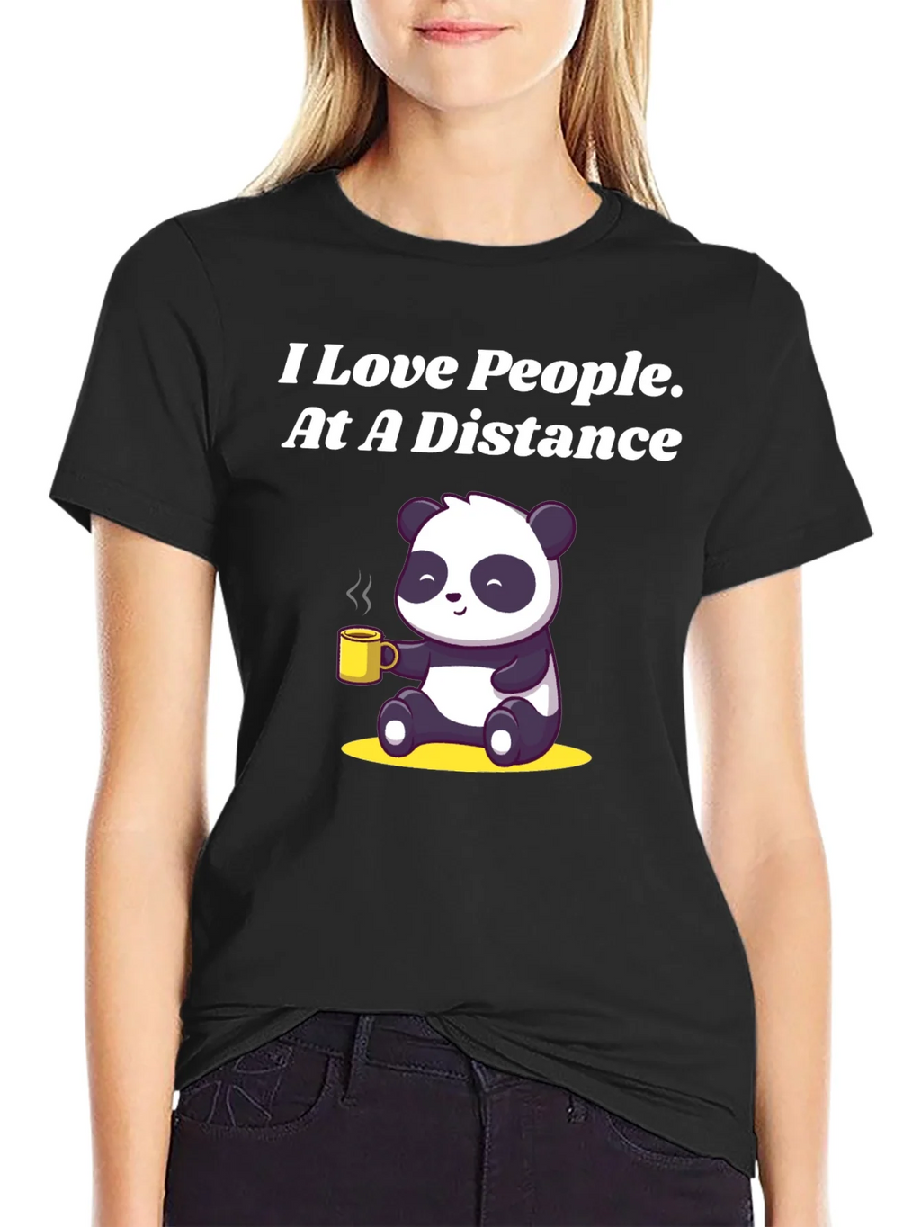 I Love People At A Distance Panda Graphic Tee product image 2