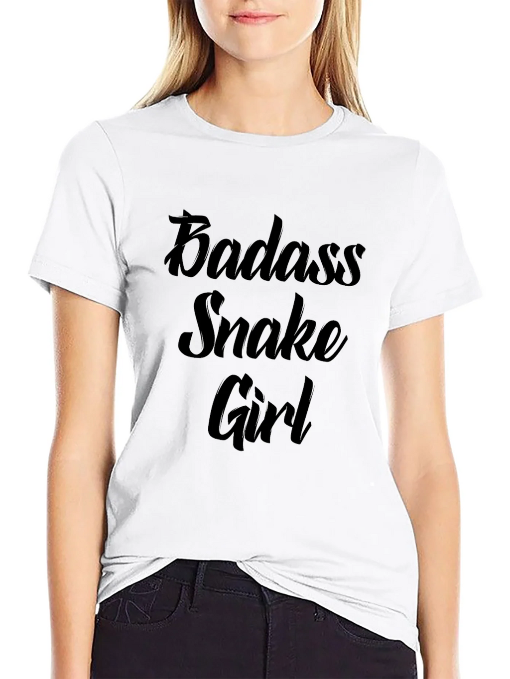 Badass Snake Girl Graphic Print Black T-Shirt product image 8