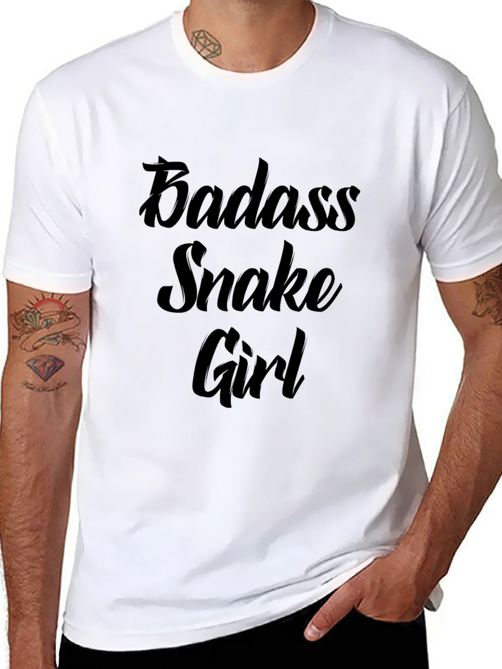 Badass Snake Girl Graphic Print Black T-Shirt product image 7