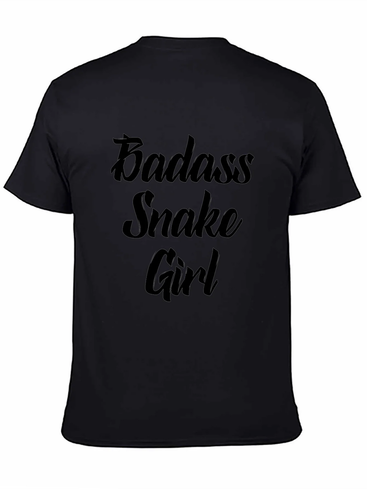 Badass Snake Girl Graphic Print Black T-Shirt product image 4