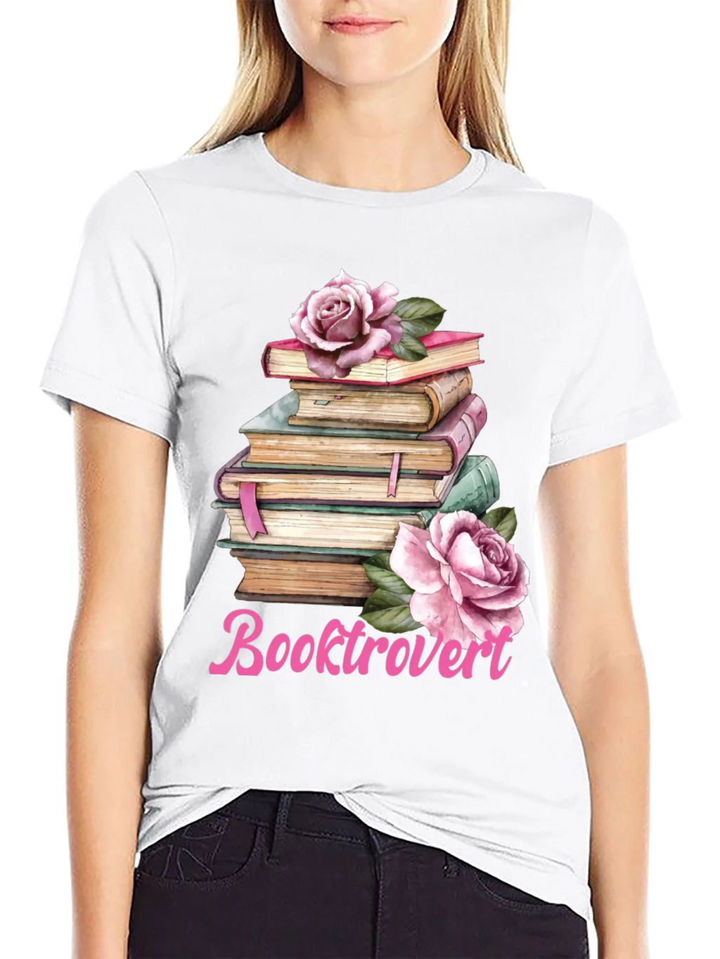 Booktrovert T-Shirt: Floral Book Stack Tee product image 8