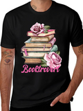 Booktrovert T-Shirt: Floral Book Stack Tee product image 1