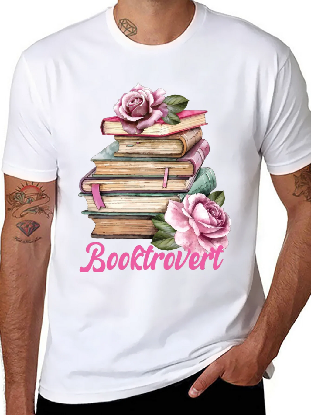 Booktrovert T-Shirt: Floral Book Stack Tee product image 7