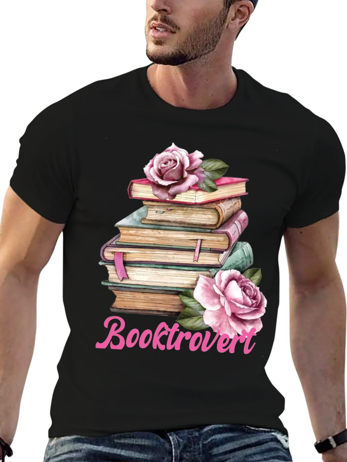 Booktrovert T-Shirt: Floral Book Stack Tee product image 6