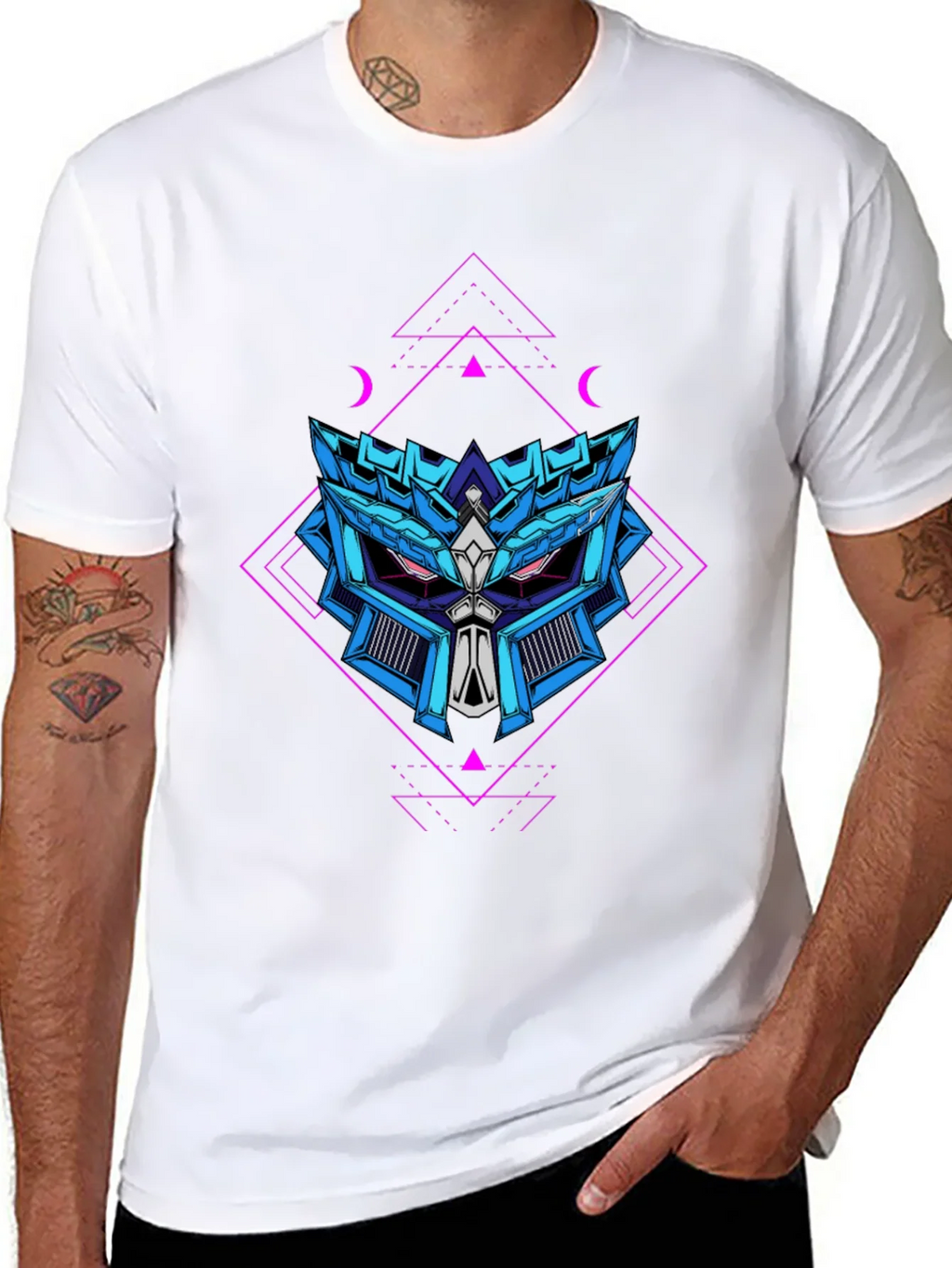 Geometric Robot Head Graphic T-Shirt product image 7