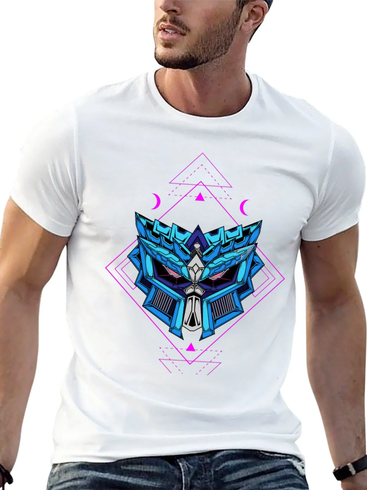 Geometric Robot Head Graphic T-Shirt product image 12