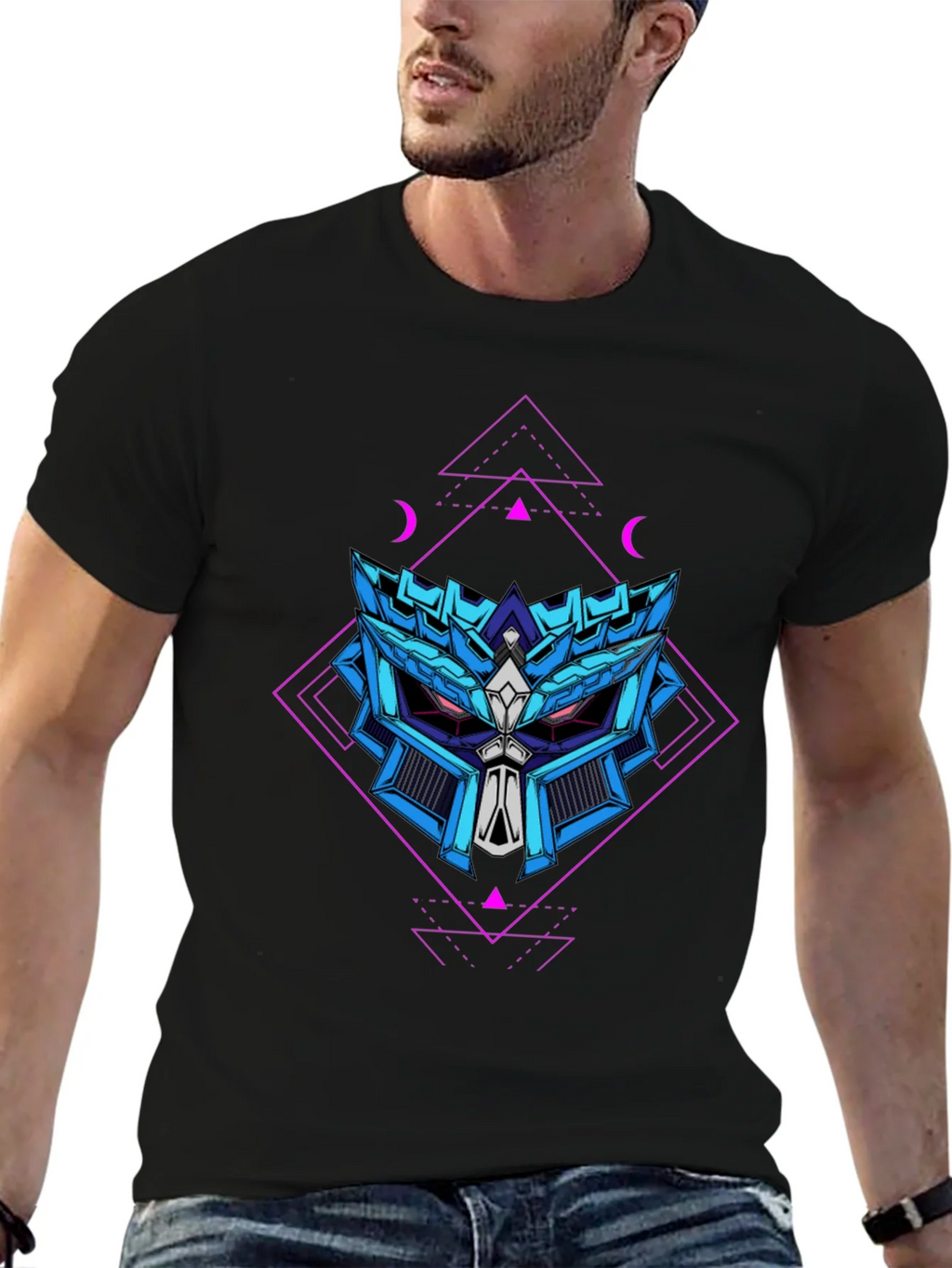 Geometric Robot Head Graphic T-Shirt product image 6