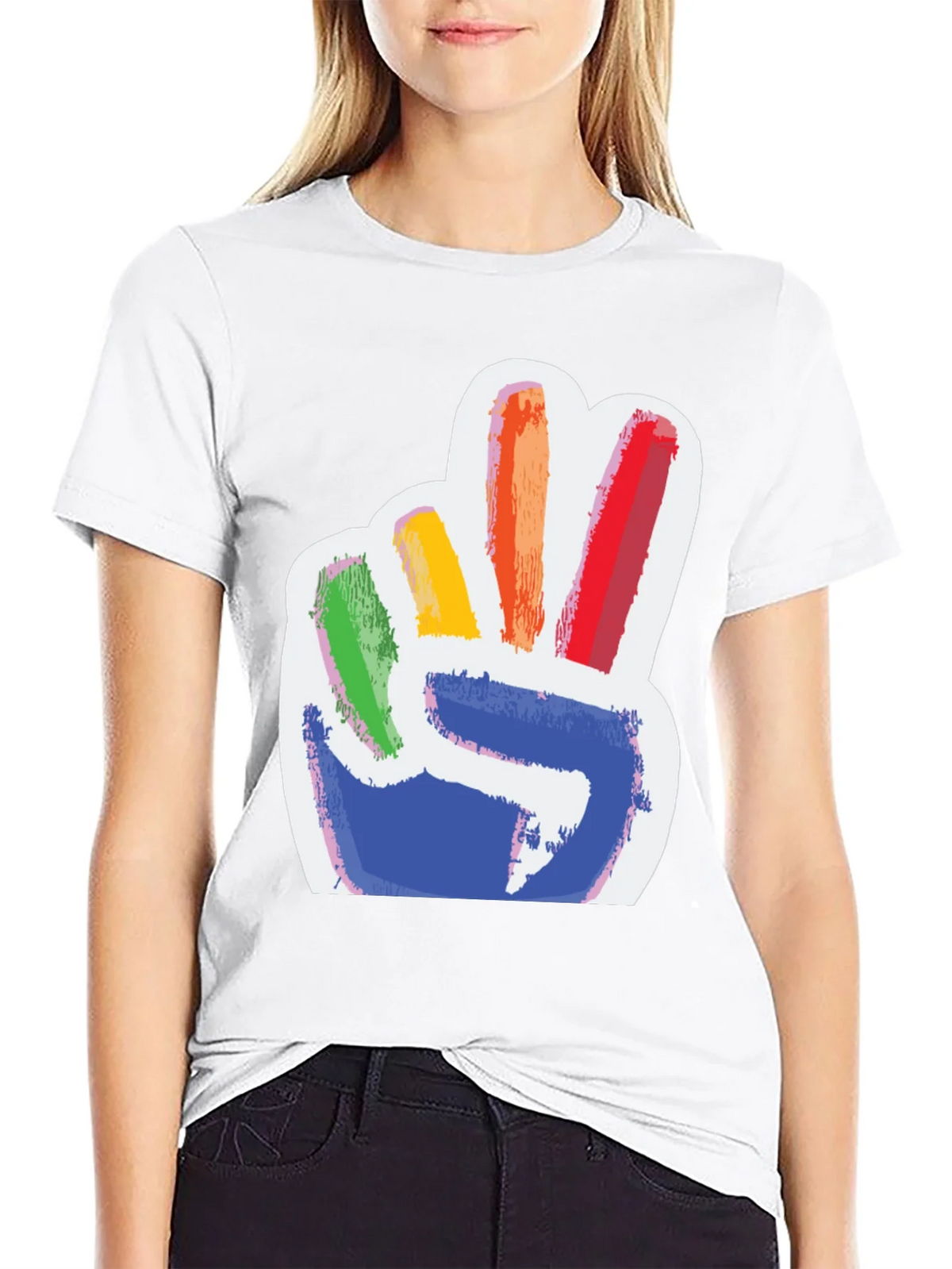 Rainbow Peace Sign Graphic Tee - Mens Black T-Shirt product image 8