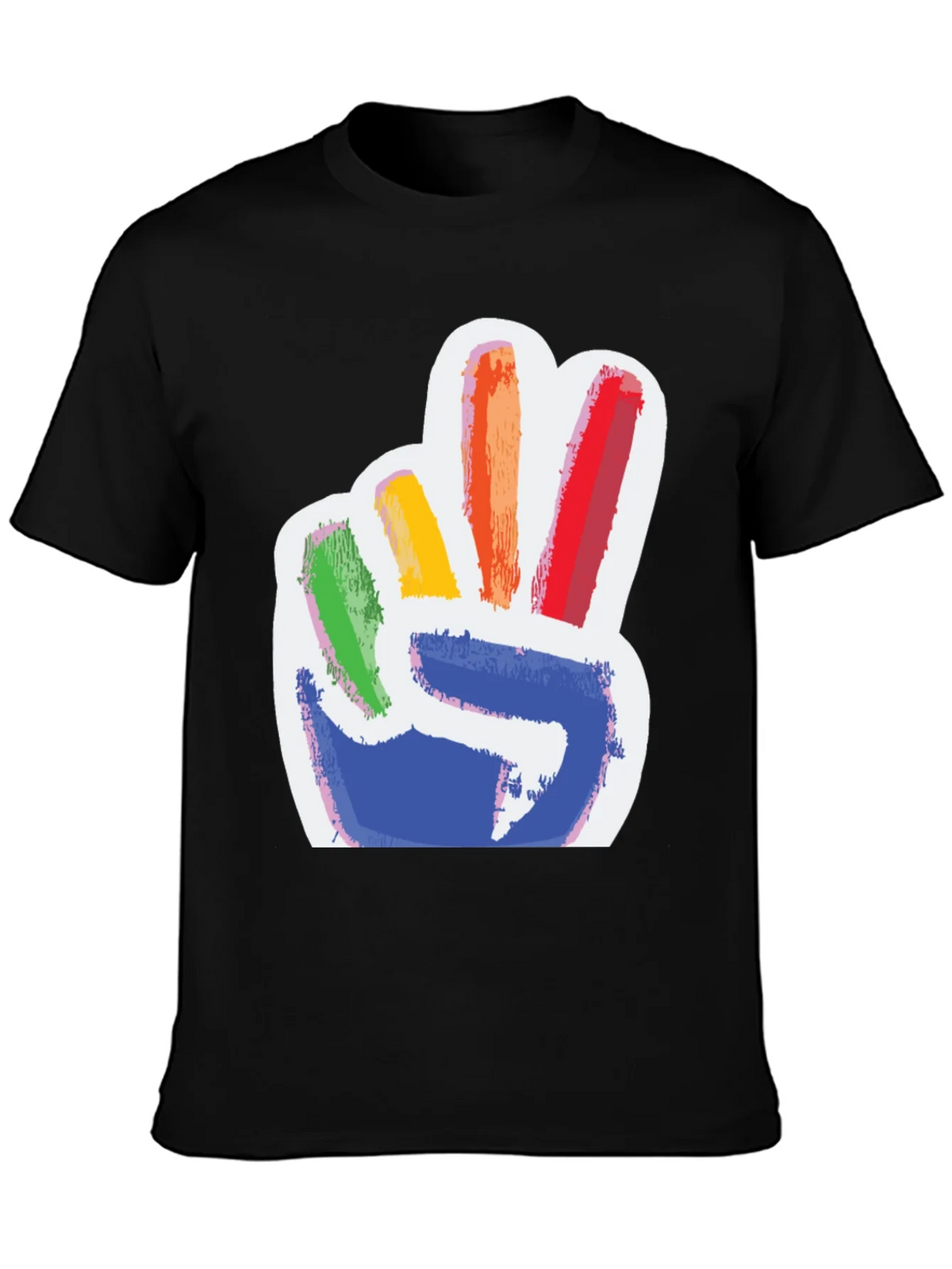 Rainbow Peace Sign Graphic Tee - Mens Black T-Shirt product image 3