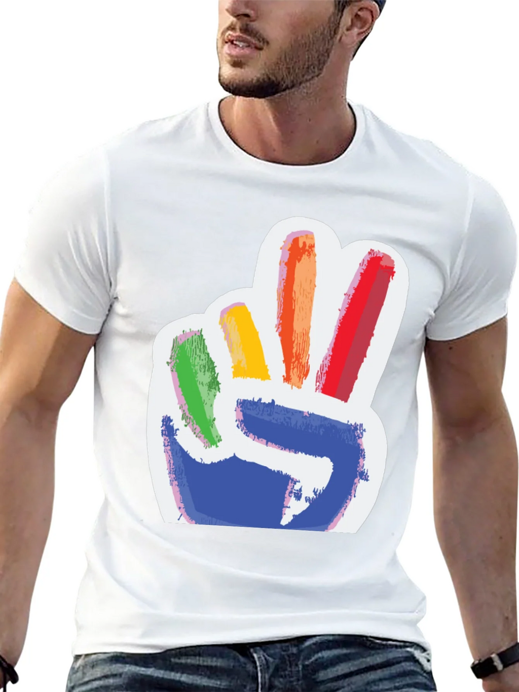 Rainbow Peace Sign Graphic Tee - Mens Black T-Shirt product image 12