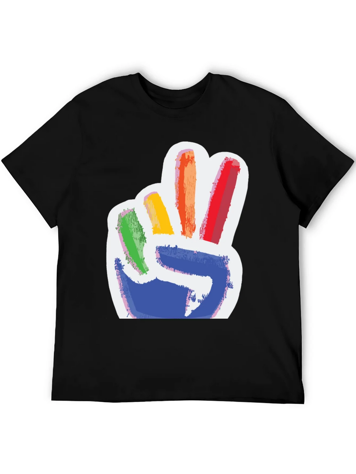 Rainbow Peace Sign Graphic Tee - Mens Black T-Shirt product image 5