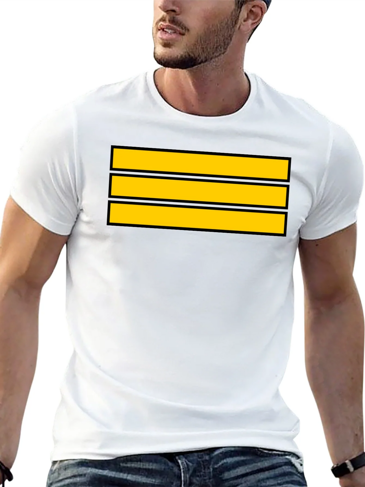 Captain Stripes Black Tee - Bold Yellow Lines product image 12
