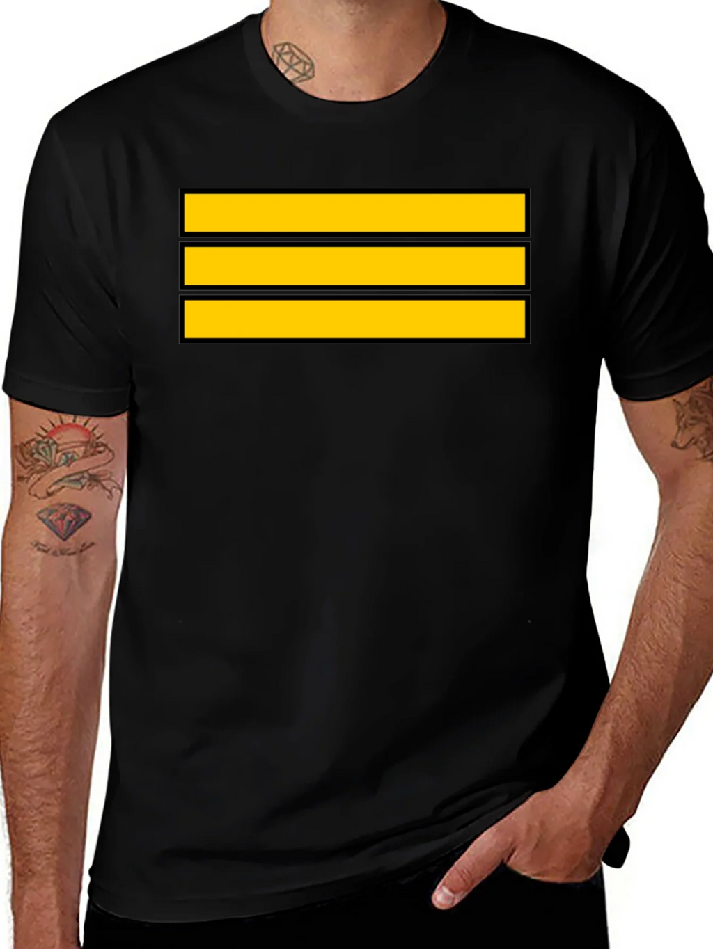 Captain Stripes Black Tee - Bold Yellow Lines product image 1