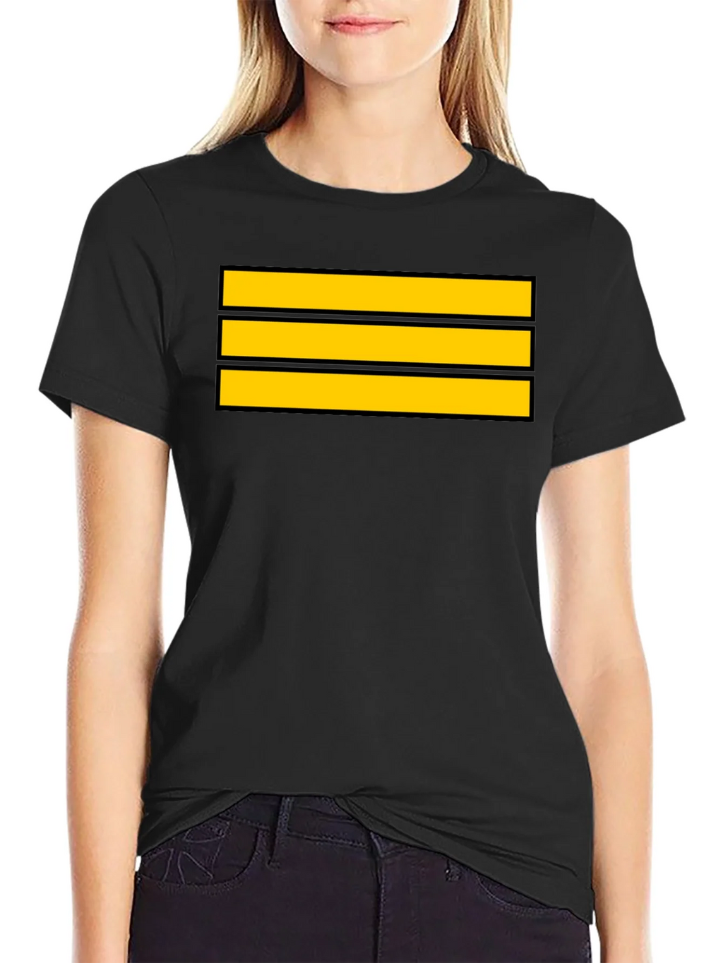 Captain Stripes Black Tee - Bold Yellow Lines product image 2