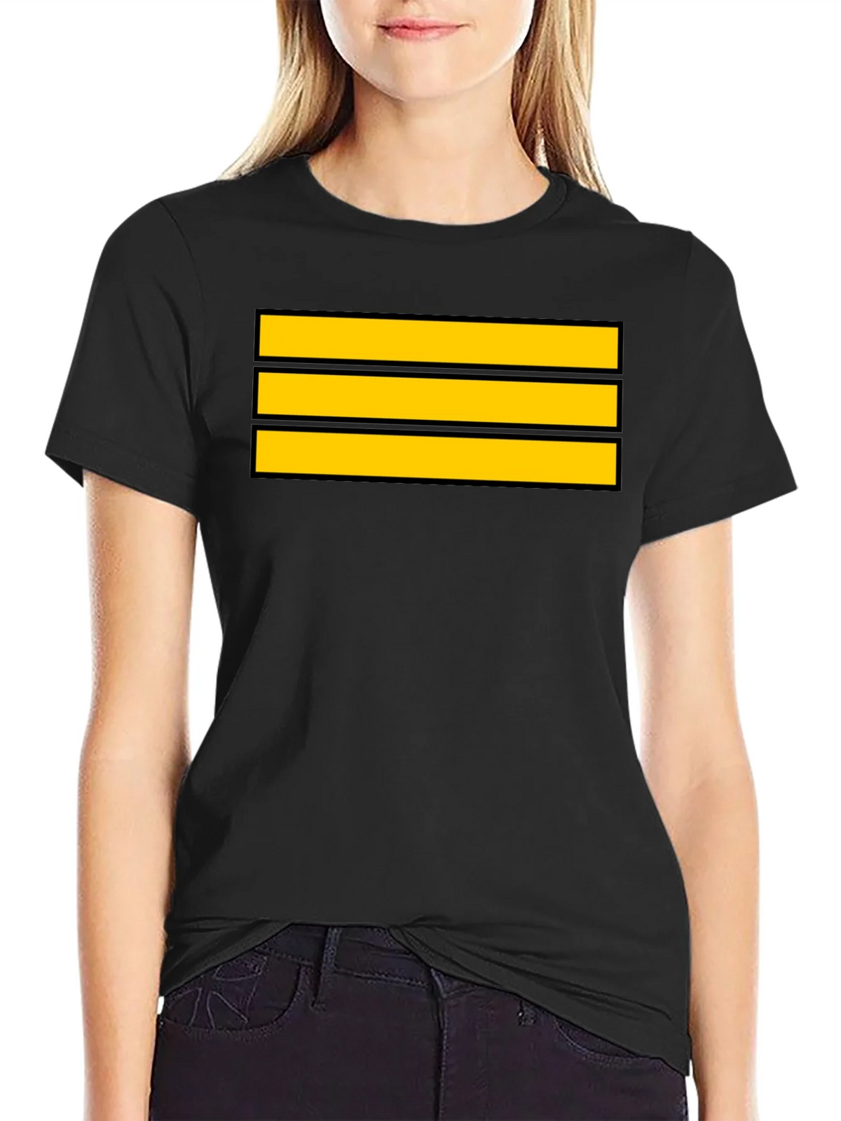 Captain Stripes Black Tee - Bold Yellow Lines product image 2
