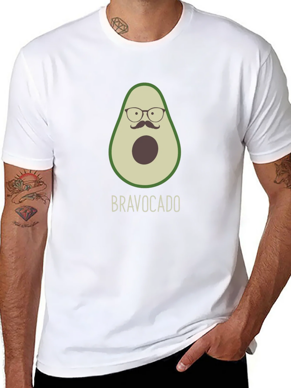 Bravocado T-Shirt: Avocado with Glasses & Moustache! product image 2