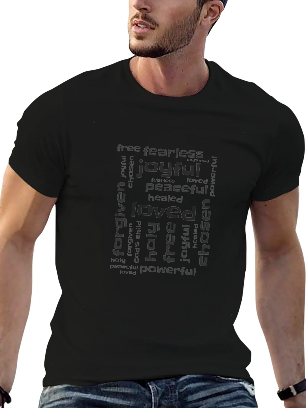 Inspirational Word Art Black T-Shirt product image 6