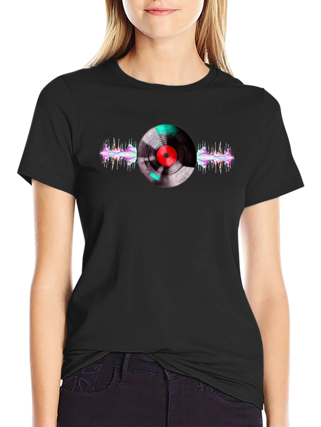Vinyl Record Graphic Black T-Shirt product image 2