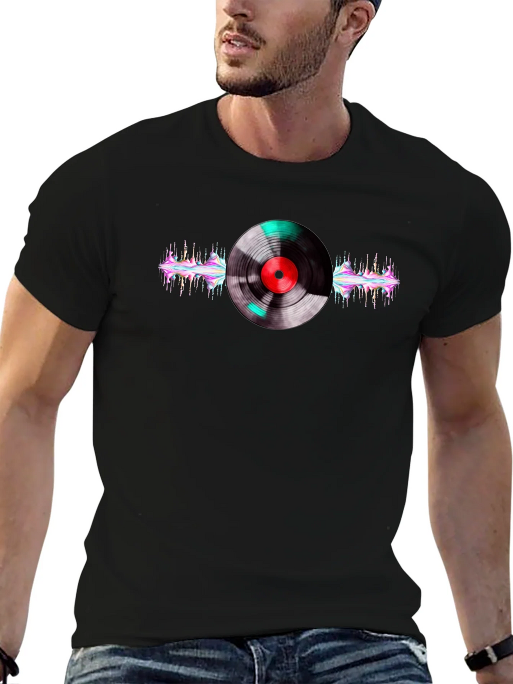 Vinyl Record Graphic Black T-Shirt product image 6