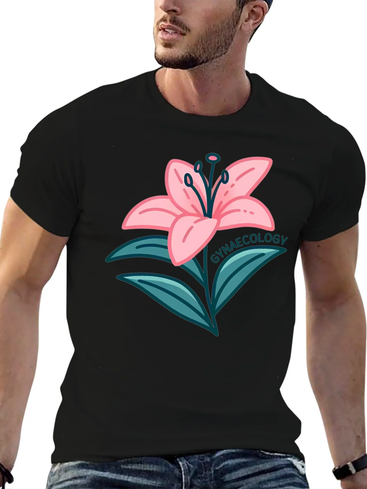 Gynaecology Lily Flower Black T-Shirt product image 6