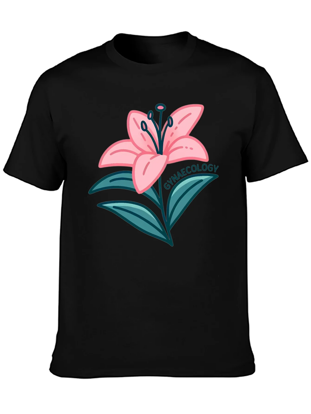Gynaecology Lily Flower Black T-Shirt product image 3