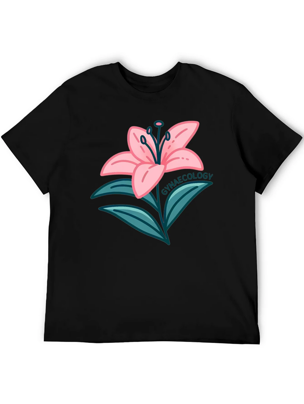 Gynaecology Lily Flower Black T-Shirt product image 5