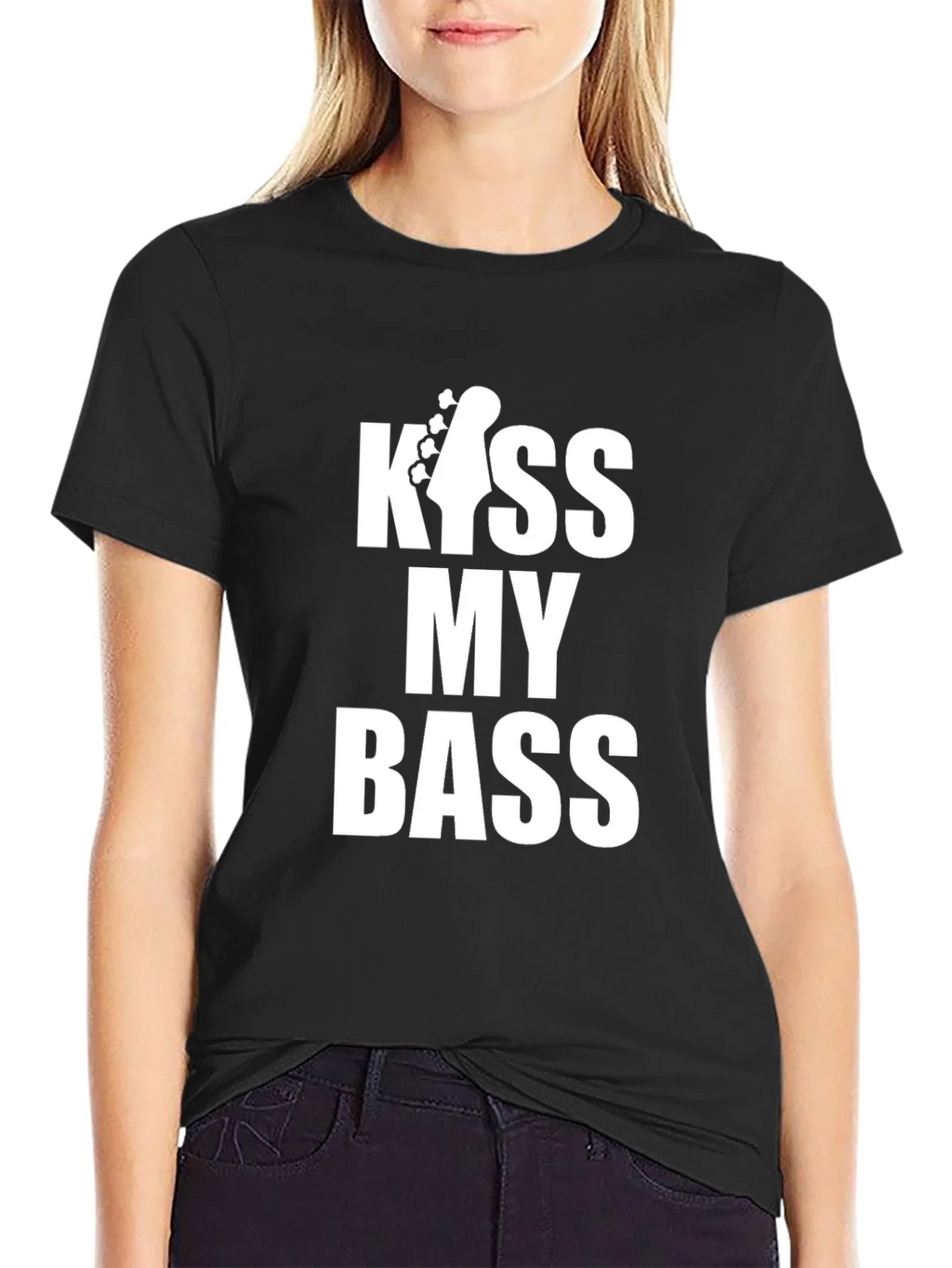 Kiss My Bass Guitar Black T-Shirt product image 2