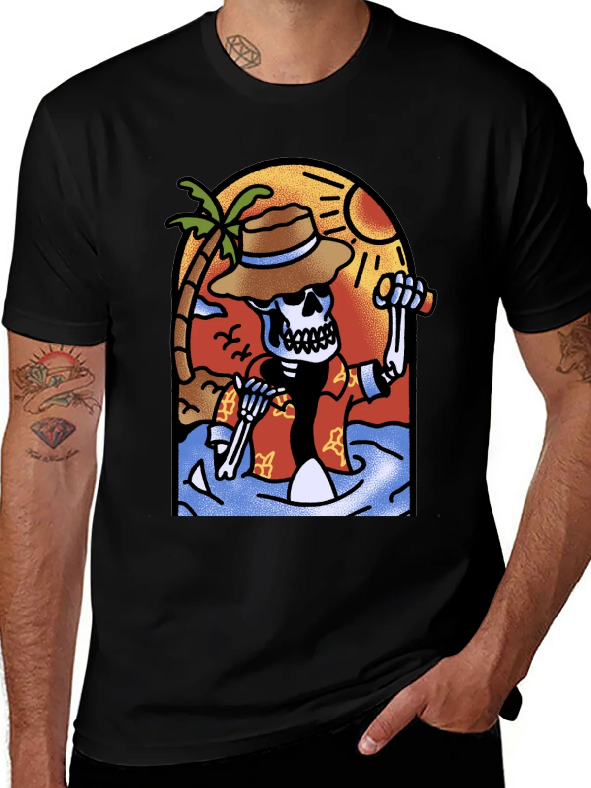 Tropical Skeleton Graphic T-Shirt product image 1