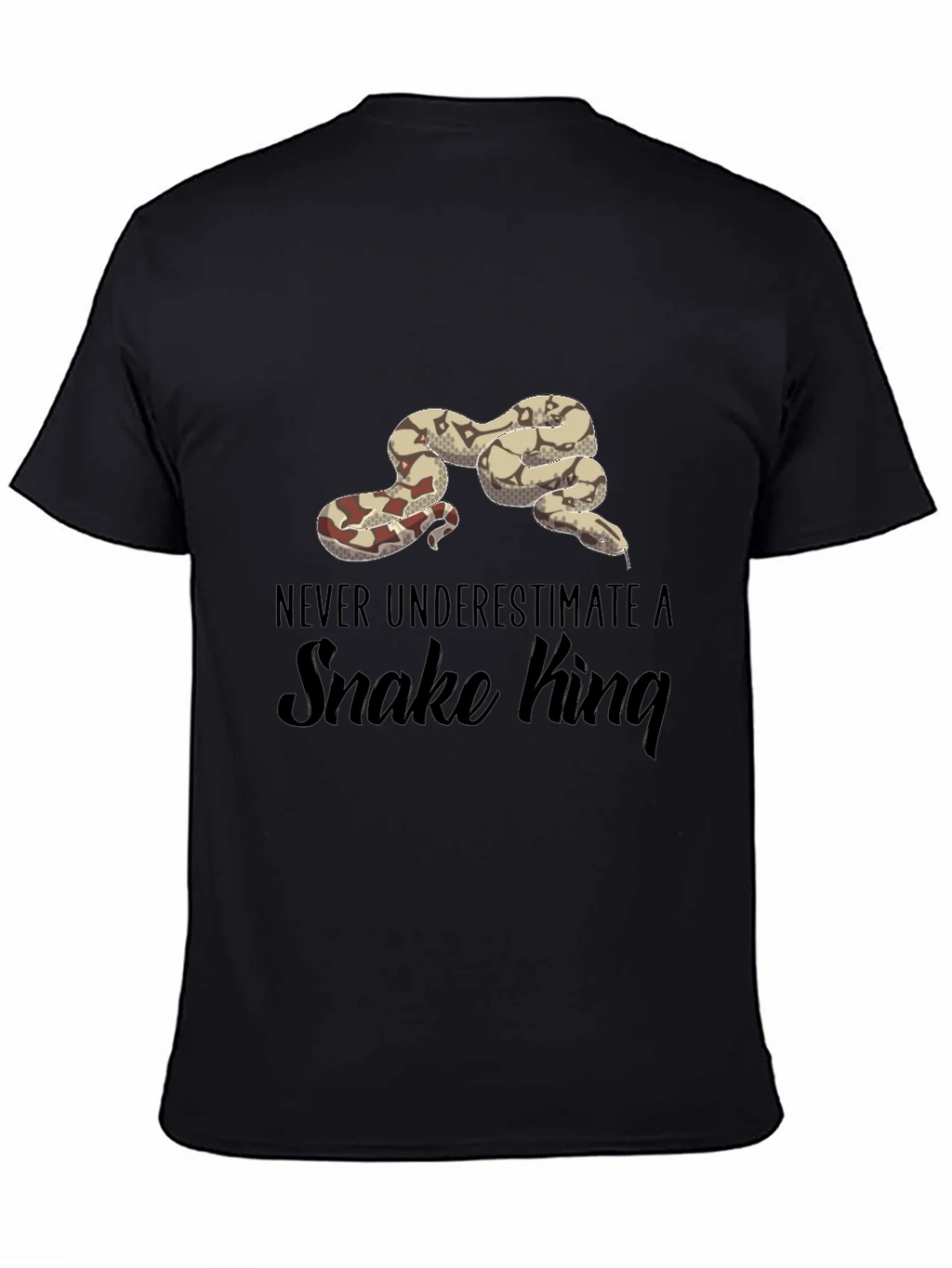 Never Underestimate A Snake King Black T-Shirt product image 4