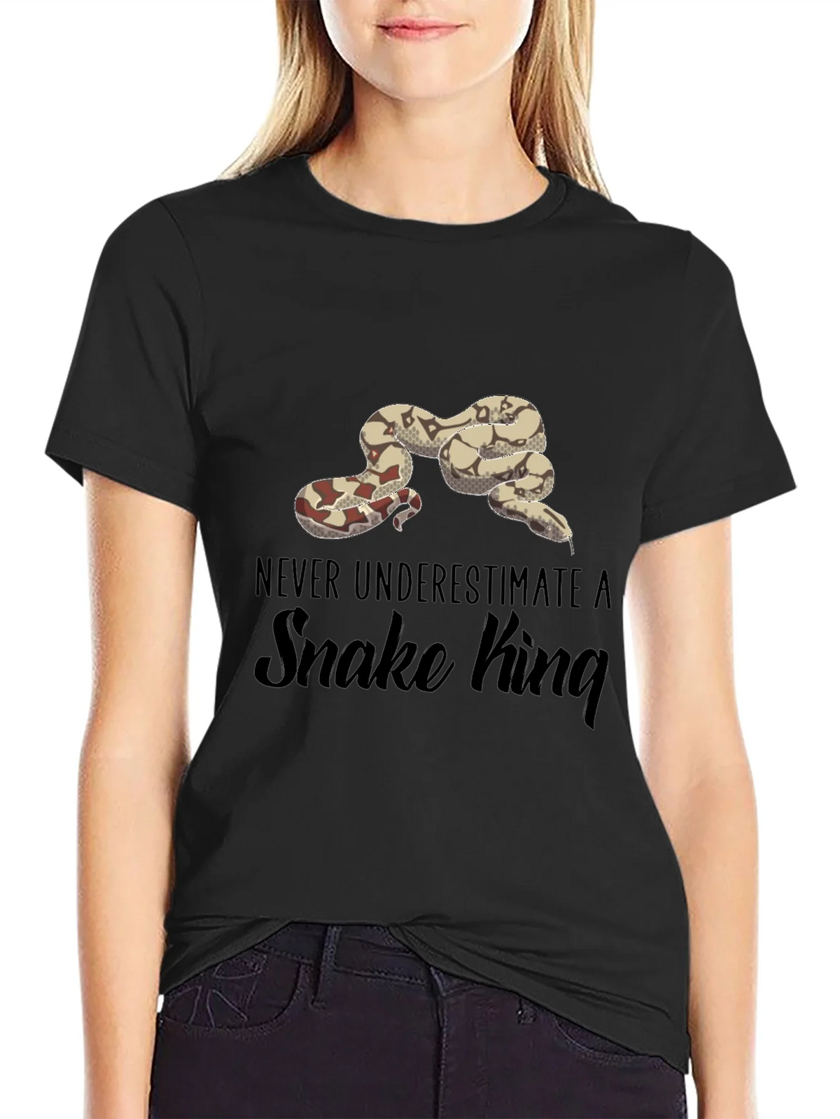 Never Underestimate A Snake King Black T-Shirt product image 2
