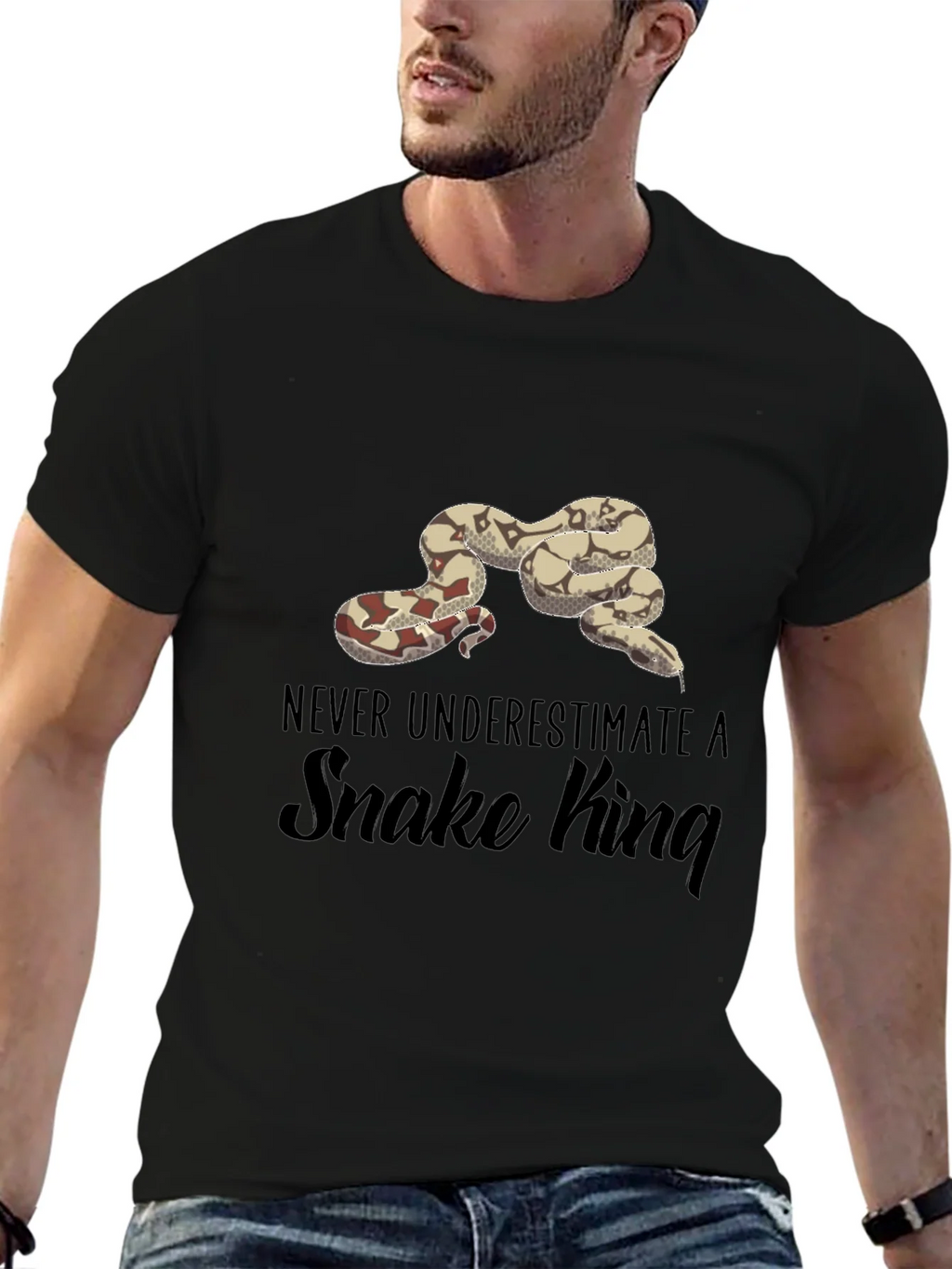 Never Underestimate A Snake King Black T-Shirt product image 6