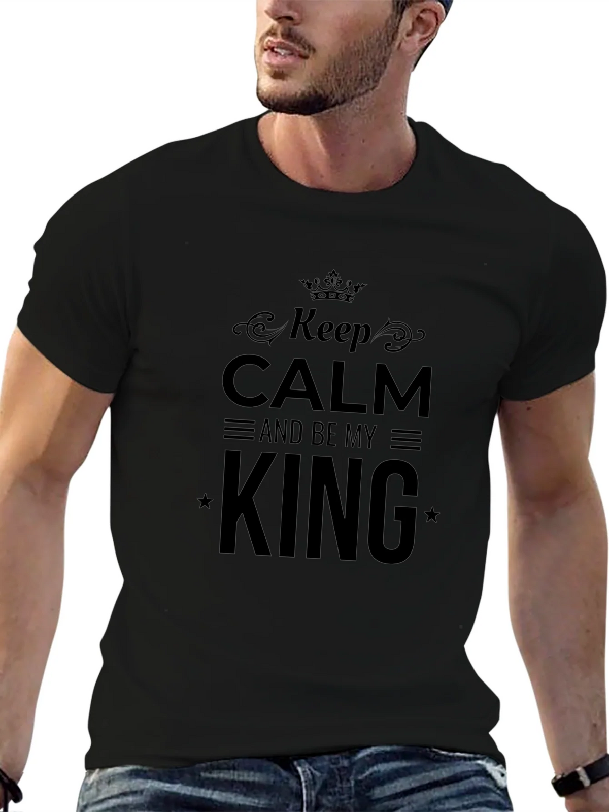 Keep Calm and Be My King Black T-Shirt product image 6