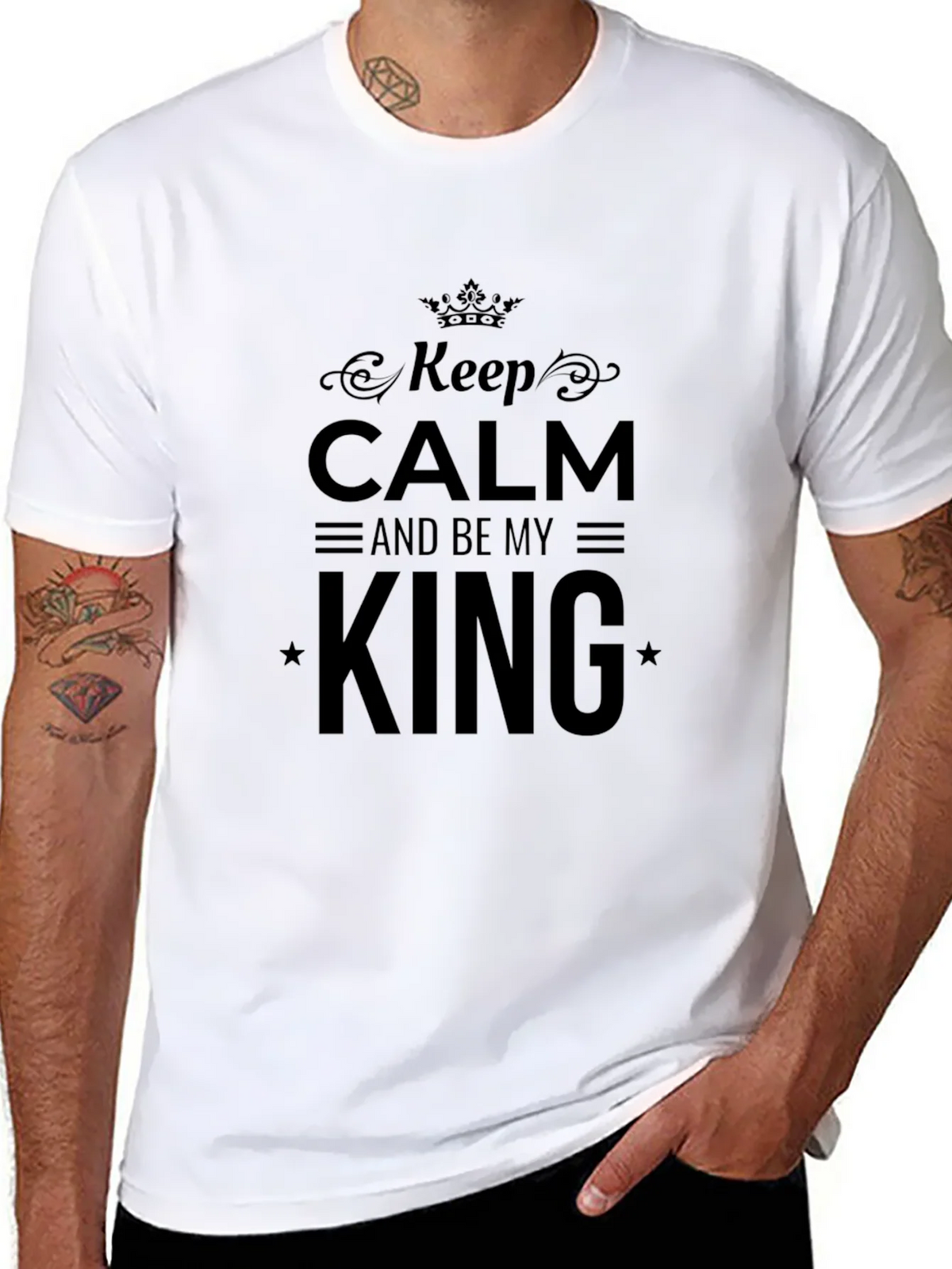 Keep Calm and Be My King Black T-Shirt product image 7