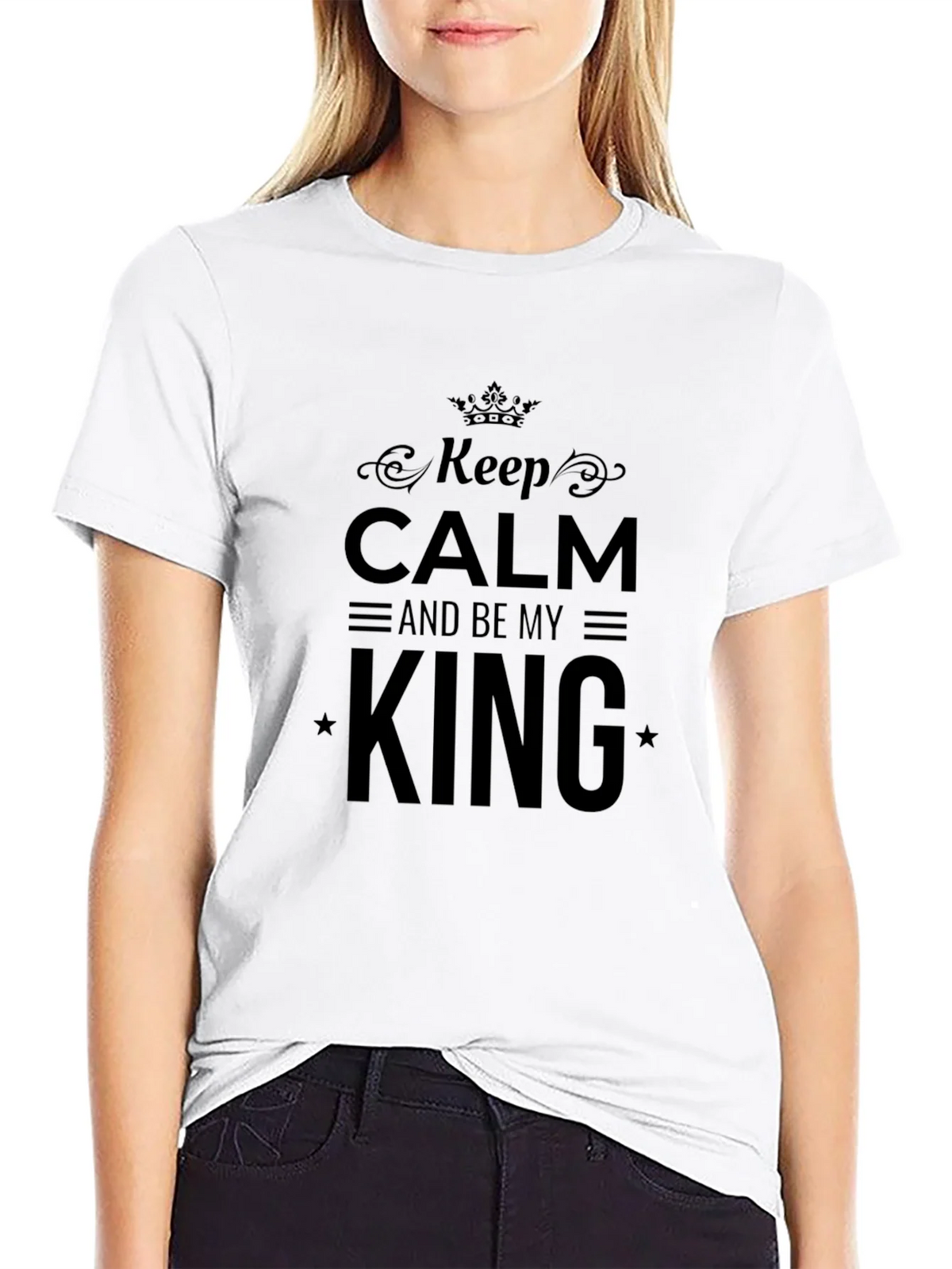 Keep Calm and Be My King Black T-Shirt product image 8